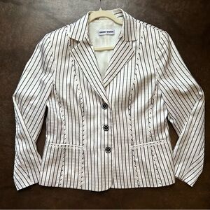 Gerry Weber- silk blend oversized pinstriped three button blazer- size 10